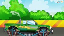 Carros Para Niños. Un camion monstruo, Coche de carreras. Caricaturas de carros. Tiki Taki Carros