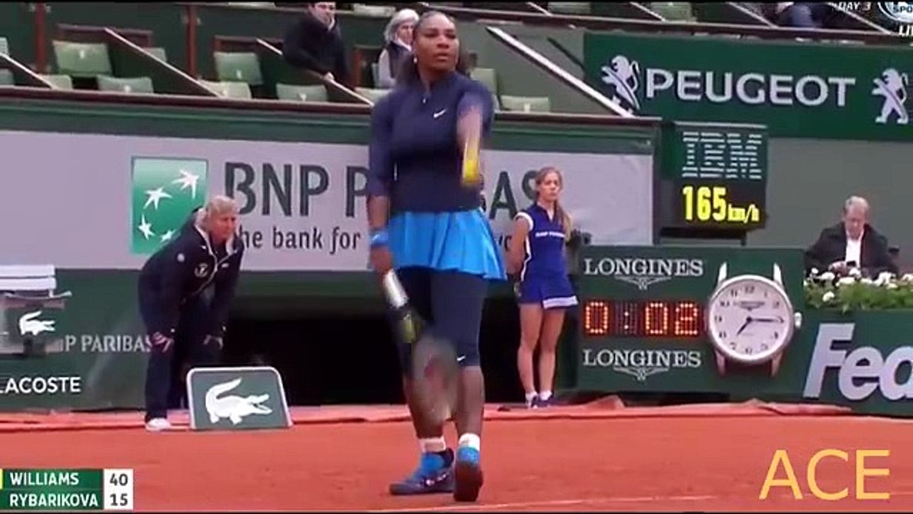 Serena Williams vs Magdalena Rybarikova - 2016 24-MAY tennis highlights HD