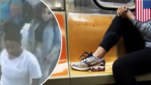 Teens attack old lady on NYC subway when asked to take their feet off the seat
