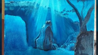 Jesus in Garden of Gethsemane - Oil on canvas painting