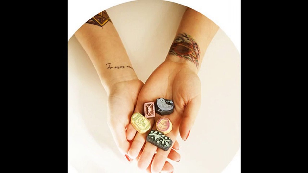 Custom hand carved rubber stamps