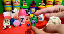 Play Doh Kinder Surprise Eggs Disney Cars Toy Story Hulk Hello Kitty Peppa Pig Skylanders