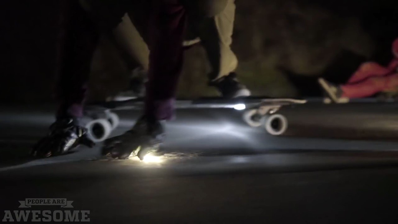 Downhill Longboarding by Moonlight   People are Awesome