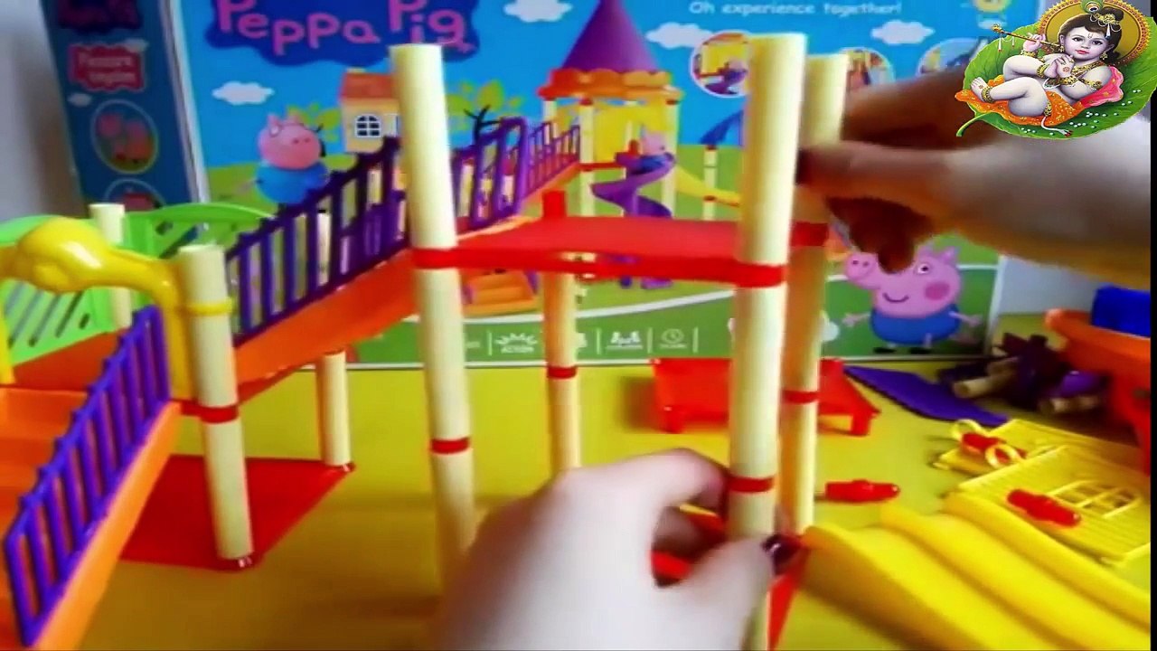 Peppa Pig with his family riding a roller coaster