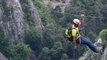 sur la 3ème tyrolienne de la via ferrata de la grande fistoire par drone