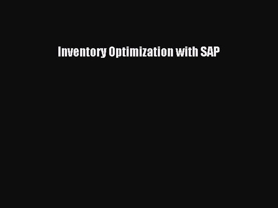 Download Inventory Optimization with SAP Ebook Online