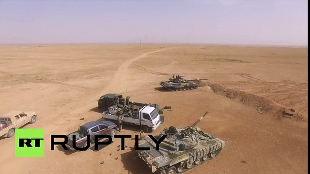 Наступление сирийской армии в Ракке с высоты птичьего полета