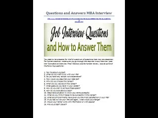 Questions and Answers MBA Interview