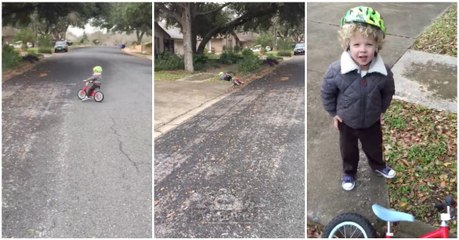 Menino cai a andar de bicicleta mas é rapidamente socorrido por um anjinho...