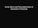 [PDF] Social Ethical and Policy Implications of Information Technology [Read] Online
