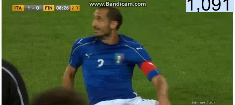 Giorgio Chiellini Horror Foul - Italy 1-0 Finland -06-06-2016