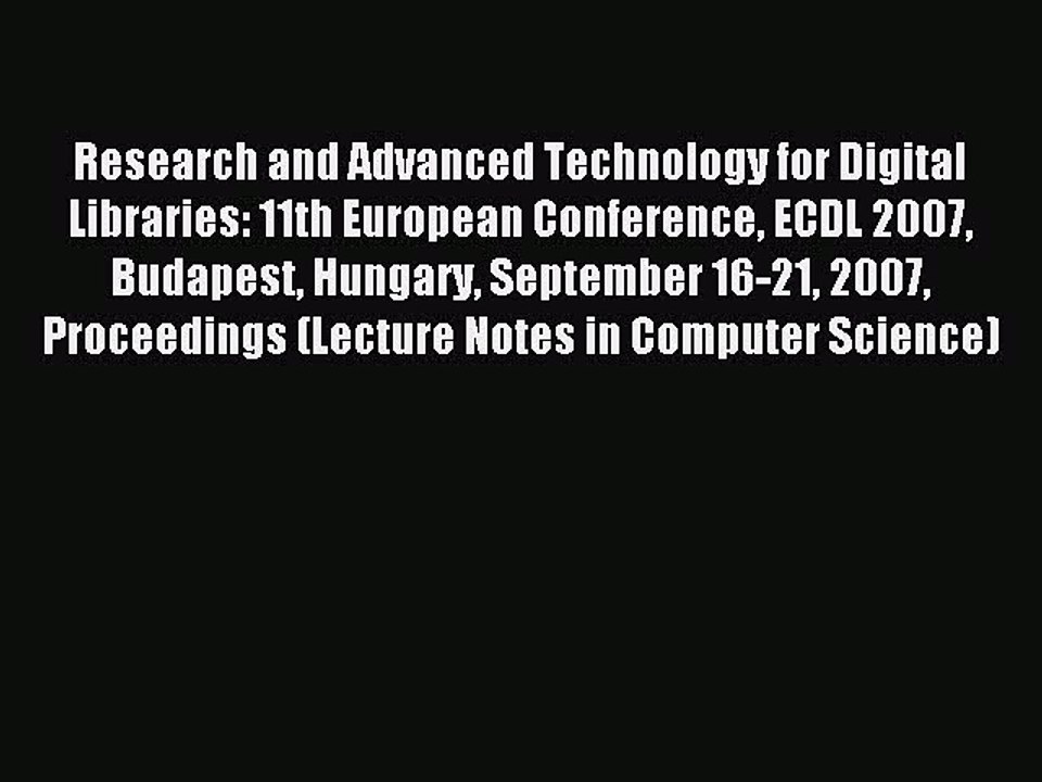 Read Research and Advanced Technology for Digit...