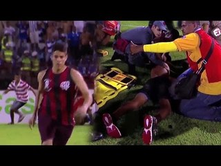 Soccer fans engage in a massive brawl