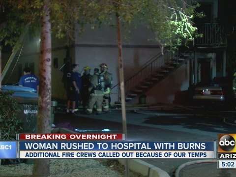 Woman rushed to hospital with burns after duplex fire in Phoenix