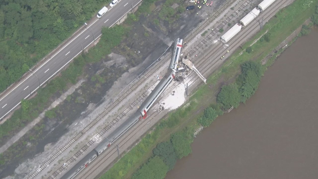 Accident ferroviaire à Saint-Georges-sur-Meuse: les images aériennes témoignent de la violence de la collision