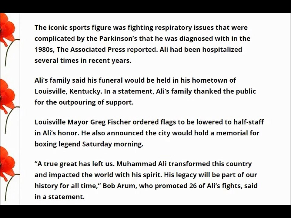 Muhammad Ali dead - Sporting icon passes away aged 74