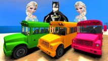 BATMAN & Snow Queen Elsa FROZEN Wheels On The Bus Truck PARTY & Songs Bus & école