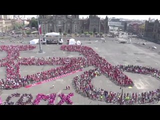 Giant human bicycle formation ahead of International Bicycle Day