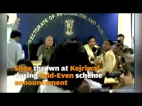 Shoe thrown at Kejriwal during Odd-Even announcement