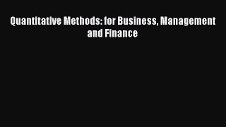 [PDF] Quantitative Methods: for Business Management and Finance [Read] Full Ebook