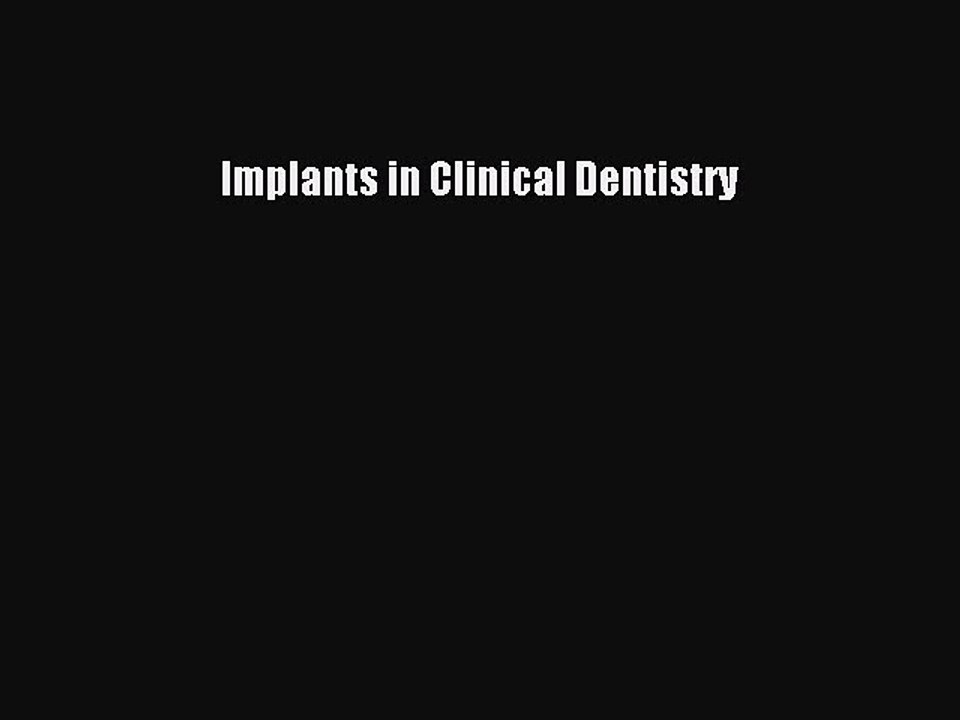 Download Implants in Clinical Dentistry PDF Free