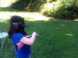7 yr old Emily shooting her .22 caliber Cricket rifle for the first time