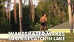 Wakeskater makes surprise catch in lake