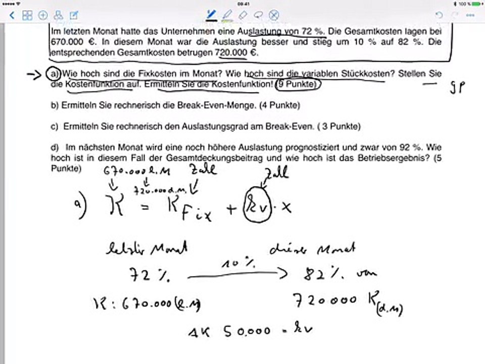 Break Even Aufg. u Lösung, Teil 1 (15.04.)