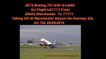 Jet2 Boeing 757 G-LSAK On ???? Taking Off At Manchester Airport On 26/09/2014