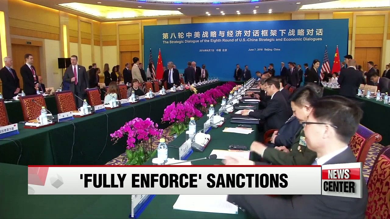 U.S.-China agree to continue fully enforce U.N. sanctions on N. Korea at high-level talks
