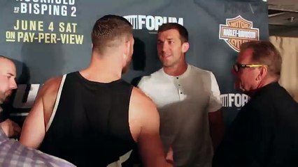 Champ Michael Bisping Luke Rockhold continue battle after UFC 199 press conference