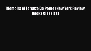 Download Memoirs of Lorenzo Da Ponte (New York Review Books Classics)  EBook