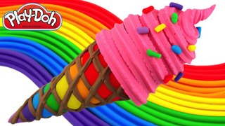 Play-Doh How to Make a Rainbow Waffle Cone with Pink Ice Cream * Creative Fun RainbowLearning