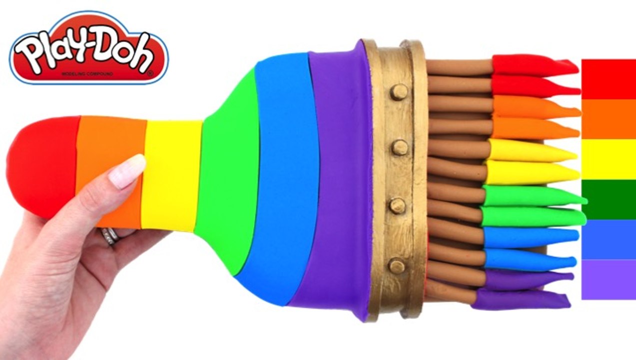 Learn Colors with Giant Play-Doh Rainbow Paintbrush * Peppa Pig & Surprise Toys RainbowLearning