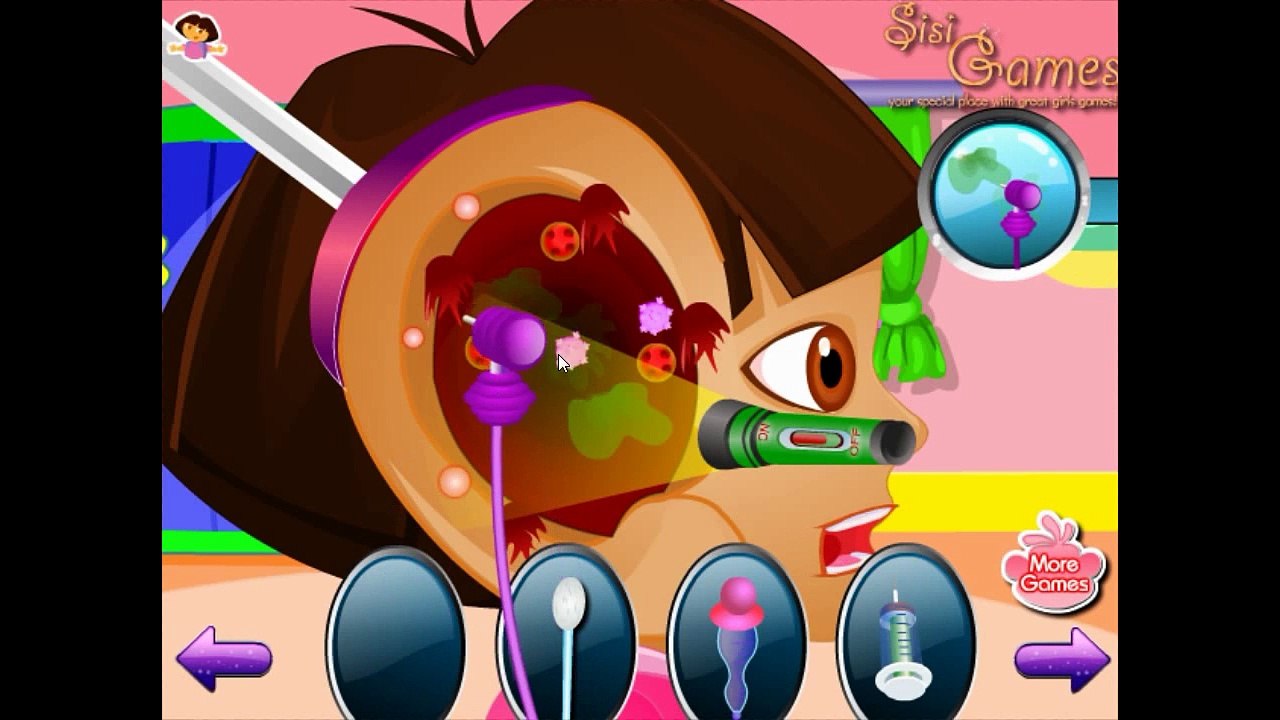 Dora tiene otitis y va al doctor | Juegos de dora la exploradora