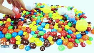 Peppa pig in episodes surprise toy eggs M & M chocolate color for kids play toys