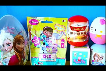 Giant Surprise Egg Disney Frozen Princess Doc McStuffins Peppa Pig Hello Kitty Planes