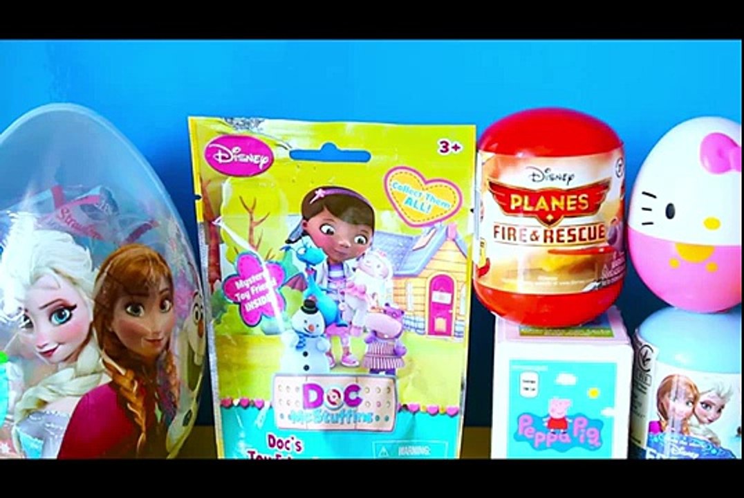 Giant Surprise Egg Disney Frozen Princess Doc McStuffins Peppa Pig Hello Kitty Planes