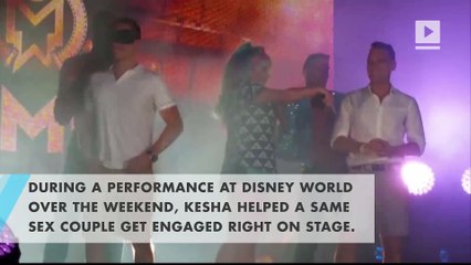 Kesha played fairy godmother for a couple's engagement