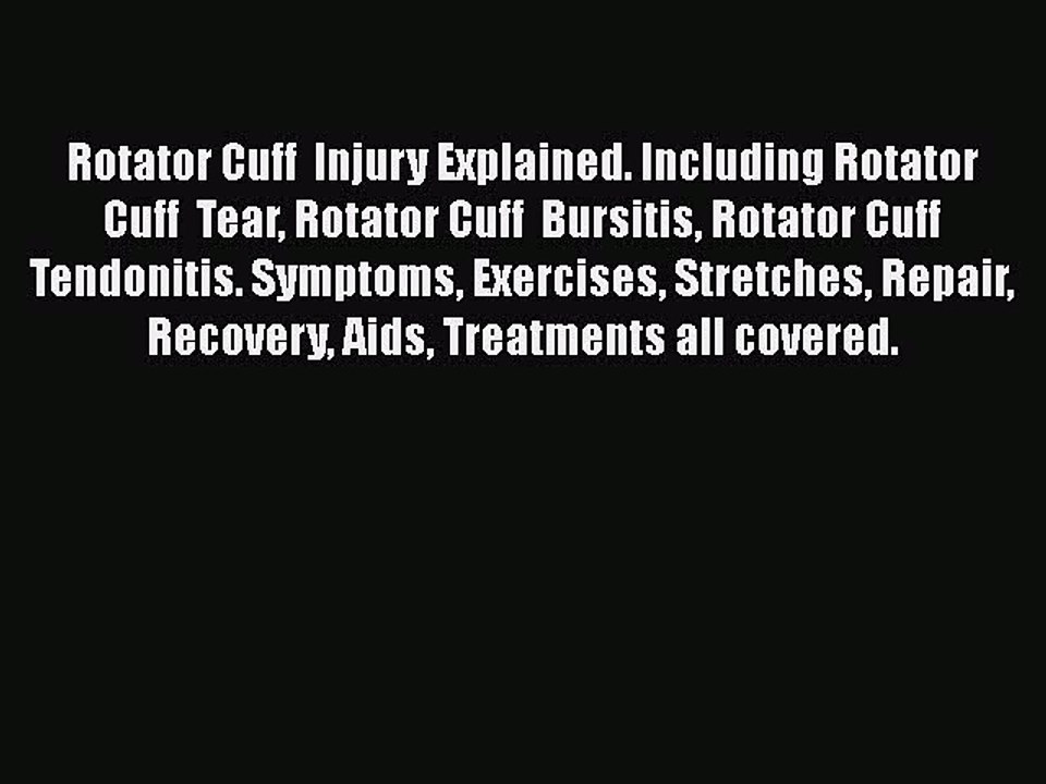 Read Rotator Cuff  Injury Explained. Including Rotator Cuff  Tear Rotator Cuff  Bursitis Rotator