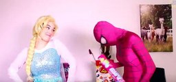 Frozen Elsa Gets Rainbow Hair! w/ Spiderman Pink Spidergirl, Candy Prank & Joker! Funny Superheroes