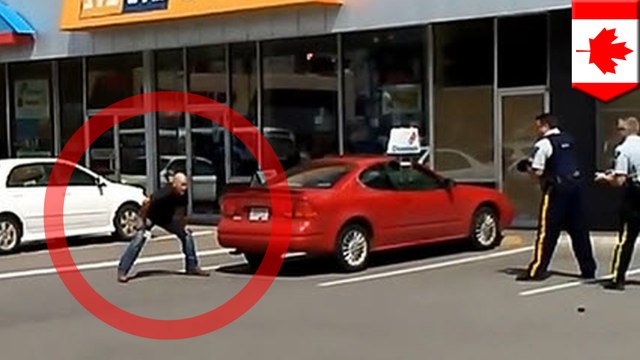 Cops repeatedly taser man: Crazy Canadian with meat cleaver tased by super polite police - TomoNews