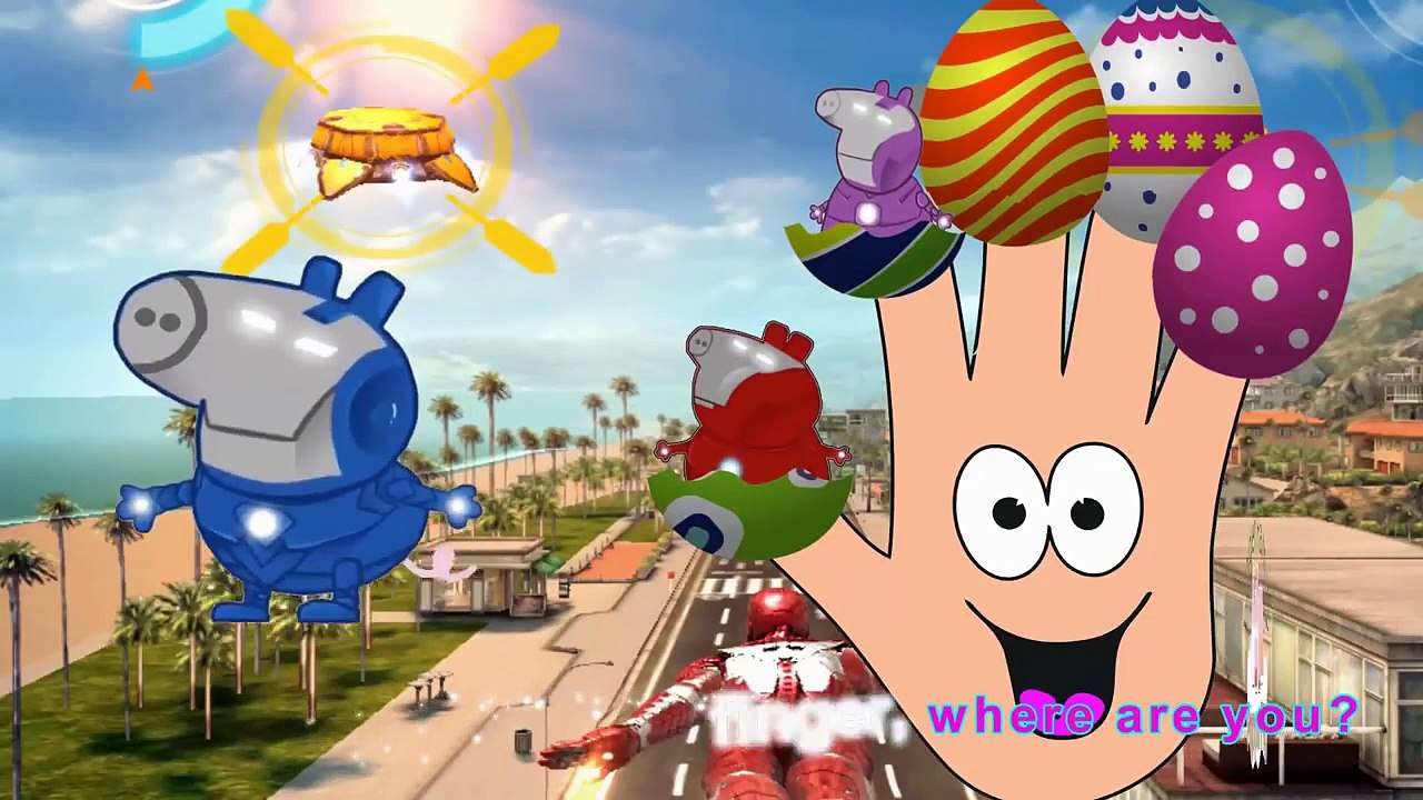 Peppa Pig Finger Family Song - Peppa Pig Iron Man, Birthday & Swimming Magical Surprise Eggs