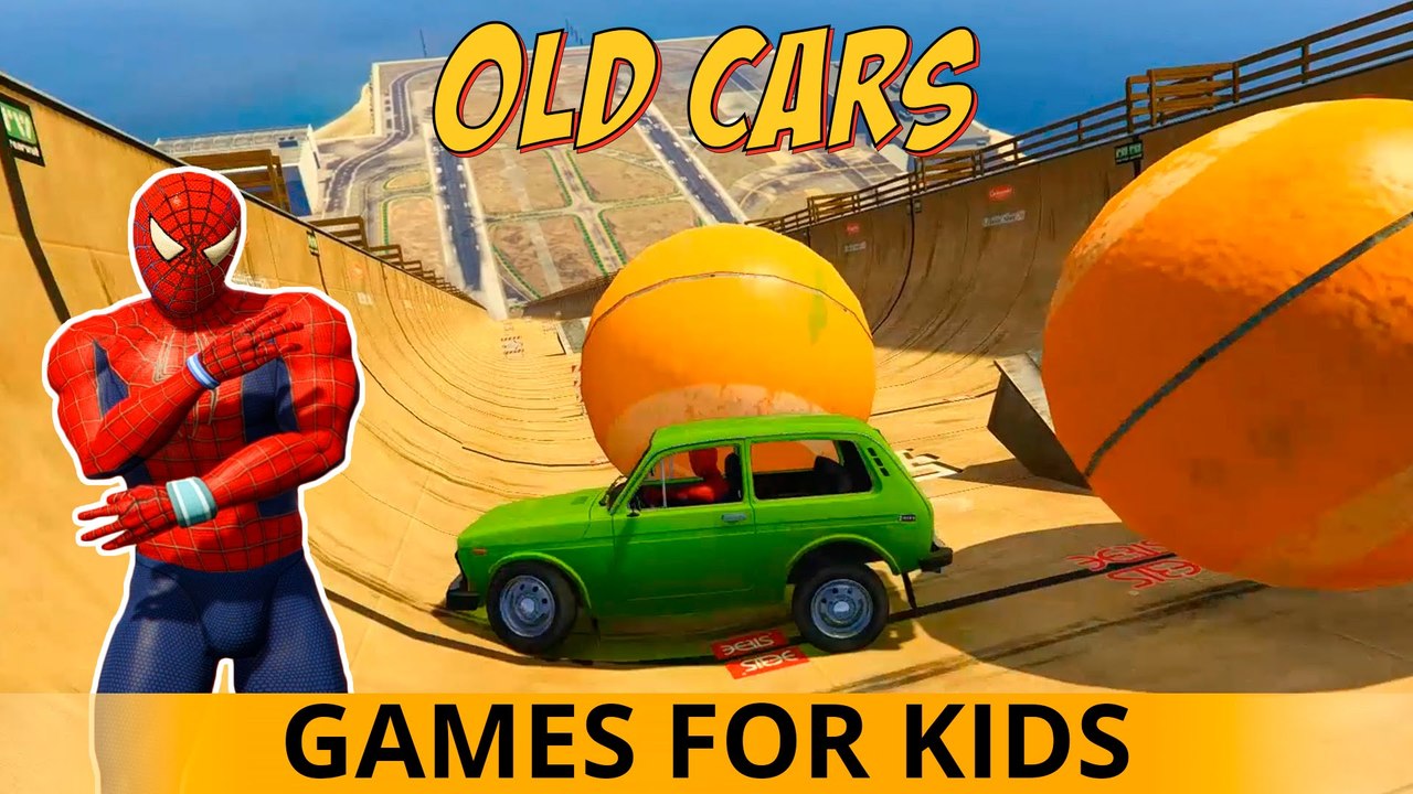 FUN OLD CARS with RED Spiderman Car Cartoon for Kids and Children Nursery Rhymes Songs