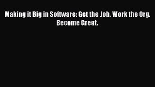 Download Making it Big in Software: Get the Job. Work the Org. Become Great.# Ebook Free