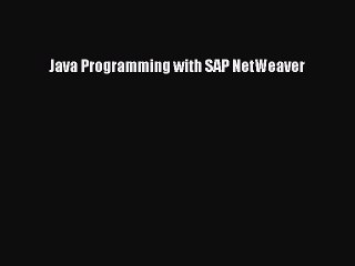 Download Java Programming with SAP NetWeaver PDF Free