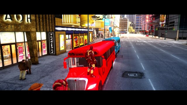 Wheels On The Bus Nursery Rhymes & Colors Bus with Toys Story Iron Man Elsa Frozen HULK Spiderman