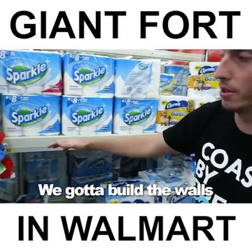 Making a Giant Toilet Paper Fort in Walmart!