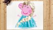Painting Frozen Elsa, Anna, Kristoff and Olaf  - Funny Peppa Pig Coloring Videos For Kids 2016