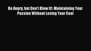 Read Be Angry but Don't Blow It!: Maintaining Your Passion Without Losing Your Cool PDF Free